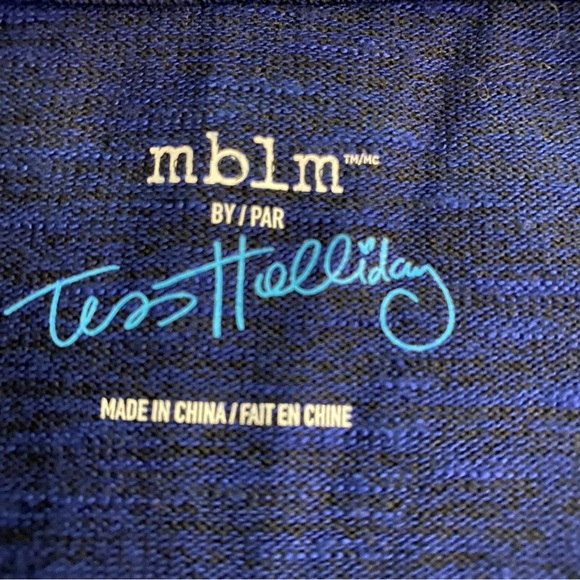 MBLM by Tess Holliday Plus Size Designer Women’s Shirt Blue Metallic Details - Picture 3 of 9